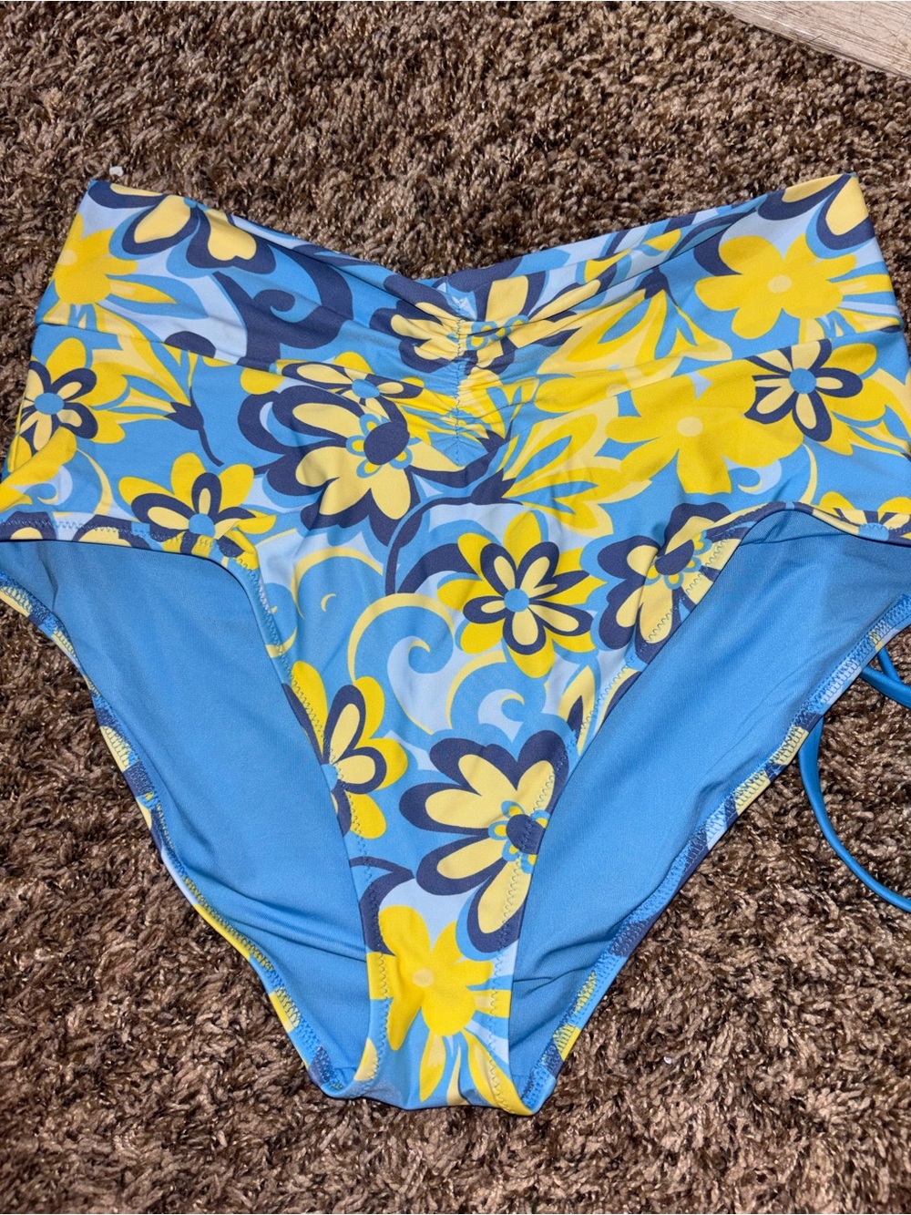 Aerie flower power ruched high waisted swim bottom medium